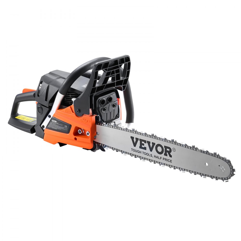 VEVOR Gas Chainsaw, 52CC 457.2 mm 2.55HP Gasoline Powered Chain Saw, Handheld Cordless Petrol Chainsaws for Tree Wood Branch Cutting, Tree Trimming, Land Clearing, Farm Garden Ranch Forest Cutting Use