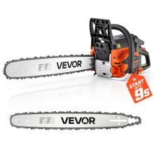 VEVOR Gas Powered Chainsaw 18 & 20 Inch 58CC 3.22HP 2 Stroke Engine Saw, for Wood Cutting, Tree Trimming & Land Clearing, Throttle-Synced Choke, Power Chain Saw with Non-Slip Handle & Dual Tanks