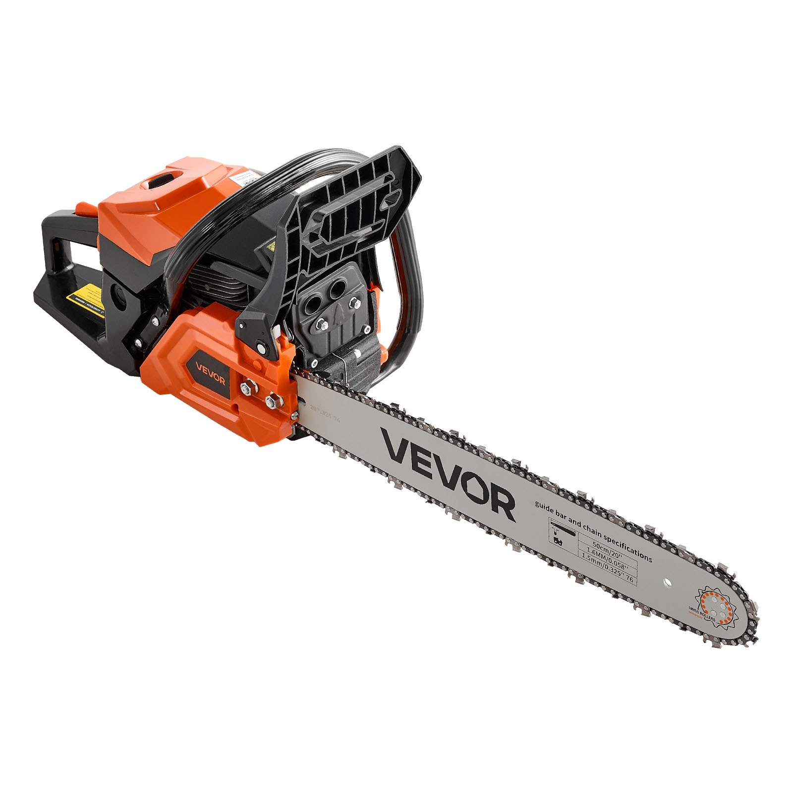 VEVOR Gas Powered Chainsaw 508 mm 62CC 2.7kW 2 Stroke Engine Gas Chainsaw, for Wood Cutting, Tree Trimming & Land Clearing, Throttle-Synced Choke, Power Chain Saw with Non-Slip Handle & Dual Tanks