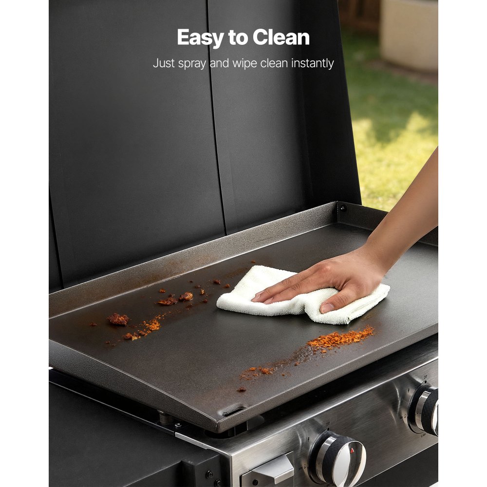 VEVOR Gas Griddle, 3-Burner Flat Top Grill, Propane Griddle with Wheels, Lid, 3 x 11000 BTU Outdoor Flat Top Grills for Pan-Frying, Grilling, Stir-Frying, & BBQ, Pulse Ignition, Removable Top Design