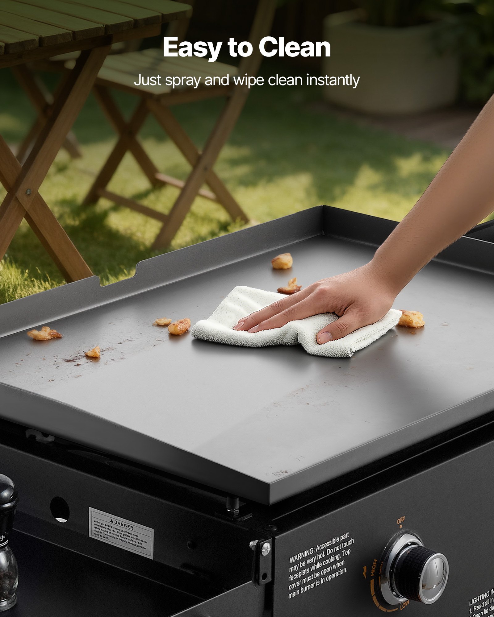 VEVOR Gas Griddle, 2-Burner Flat Top Grill, 28 inch Grill Plate Foldable Propane Griddle with Wheels, 30000 BTU Outdoor Flat Top Grills for Pan-Frying, Grilling, Stir-Frying, & BBQ, Pulse Ignition