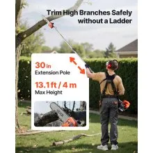VEVOR Gas Hedge Trimmer, 2 Cycle Gas Power Handheld Trimmer, 6-in-1 26cc Weed Eater with Extension Pole & Protective Gear Set, Includes Hedge & String Trimmer, Brush Cutter(3T & 40T), Edger, Pole Saw