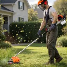VEVOR Gas Hedge Trimmer, 2 Cycle Gas Power Handheld Hedge Trimmer, 5-in-1 63cc Cordless Weed Eater with Protective Gear Set, Includes Hedge and String Trimmer, Brush Cutter(3T & 40T Blades), Pole Saw