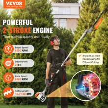 VEVOR 15.7-inch 26CC 2 Cycle Gas Hedge Trimmer, Gas Powered Pole Hedge Trimmer with Dual Sided Dual Action Blade, 270° Adjustable Trimmer Head, Suitable for Trimming Shrubs, Bushes