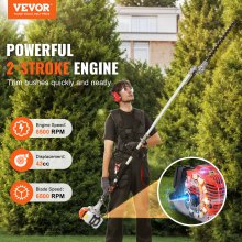 VEVOR 43CC 6-in-1 Multi-Functional Trimming Tools, Gas Hedge Trimmer, Weed Eater, String Trimmer, Brush Cutter, Edger, Pole Saw Chainsaw Pruner with Extension Pole