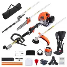 VEVOR 26CC 5-in-1 Multi-Functional Trimming Tools, Gas Hedge Trimmer, Weed Eater, String Trimmer, Edger, Pole Saw Chainsaw Pruner with Extension Pole