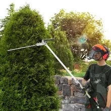 VEVOR 15.7-inch 26CC 2 Cycle Gas Hedge Trimmer, Gas Powered Pole Hedge Trimmer with Dual Sided Dual Action Blade, 270° Adjustable Trimmer Head, Suitable for Trimming Shrubs, Bushes