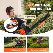 VEVOR 23.2-inch 26CC 2 Cycle Gas Hedge Trimmer, Gas Powered Handheld Hedge Trimmer with Dual Sided Dual Action Blade, 180° Adjustable Trimmer Head, Suitable for Trimming Shrubs, Low Bushes