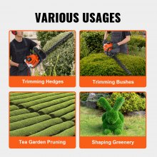 VEVOR 23.2-inch 26CC 2 Cycle Gas Hedge Trimmer, Gas Powered Handheld Hedge Trimmer with Dual Sided Dual Action Blade, 180° Adjustable Trimmer Head, Suitable for Trimming Shrubs, Low Bushes