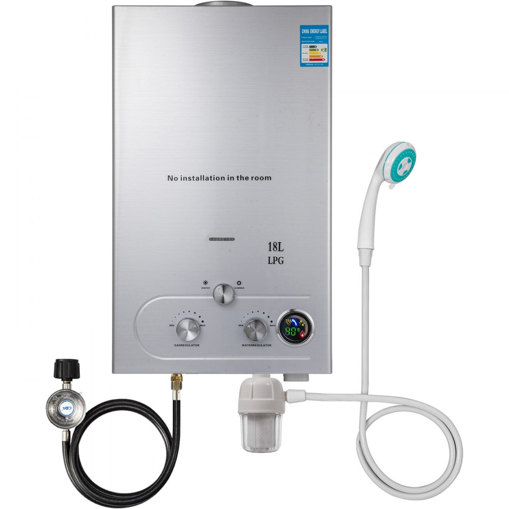 VEVOR 18L Upgrade Type Tankless Propane Water Heater 4.8GPM Propane Hot Water Heater with Water Filter & Gas Regulator for Outdoor Home RV etc