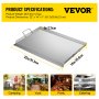 VEVOR Stainless Steel Griddle, 14" x 32.3" Griddle Flat Top Plate, Griddle for BBQ Charcoal/Gas Gril with 2 Handles, Rectangular Flat Top Grill with Extra Drain Hole for Tailgating and Parties