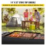 VEVOR Carbon Steel Griddle, 14" x 32" Griddle Flat Top Plate, Griddle for BBQ Charcoal/Gas Gril with 2 Handles, Rectangular Flat Top Grill with Extra Drain Hole for Tailgating and Parties