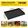 VEVOR Carbon Steel Griddle, 14" x 32" Griddle Flat Top Plate, Griddle for BBQ Charcoal/Gas Gril with 2 Handles, Rectangular Flat Top Grill with Extra Drain Hole for Tailgating and Parties