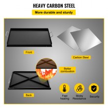 VEVOR Carbon Steel Griddle, 16\" x 24\" Griddle Flat Top Plate, Griddle for BBQ Charcoal/Gas Gril with 2 Handles, Rectangular Flat Top Grill with Extra Drain Hole for Tailgating and Parties