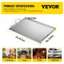 VEVOR Stainless Steel Griddle, 17" x 13" Griddle Flat Top Plate, Griddle for BBQ Charcoal/Gas Gril with 2 Handles, Rectangular Flat Top Grill with Extra Drain Hole for Tailgating and Parties