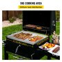 VEVOR Stainless Steel Griddle, 17" x 13" Griddle Flat Top Plate, Griddle for BBQ Charcoal/Gas Gril with 2 Handles, Rectangular Flat Top Grill with Extra Drain Hole for Tailgating and Parties