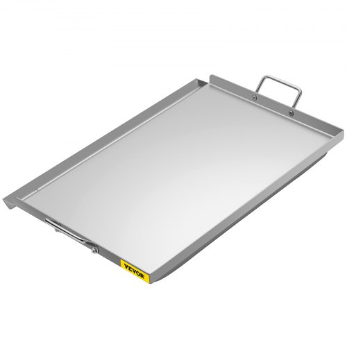 VEVOR Stainless Steel Griddle, 23\" x 16\" Griddle Flat Top Plate, Griddle for BBQ Charcoal/Gas Gril with 2 Handles, Rectangular Flat Top Grill with Extra Drain Hole for Tailgating and Parties