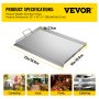 VEVOR Stainless Steel Griddle, 23" x 16" Griddle Flat Top Plate, Griddle for BBQ Charcoal/Gas Gril with 2 Handles, Rectangular Flat Top Grill with Extra Drain Hole for Tailgating and Parties