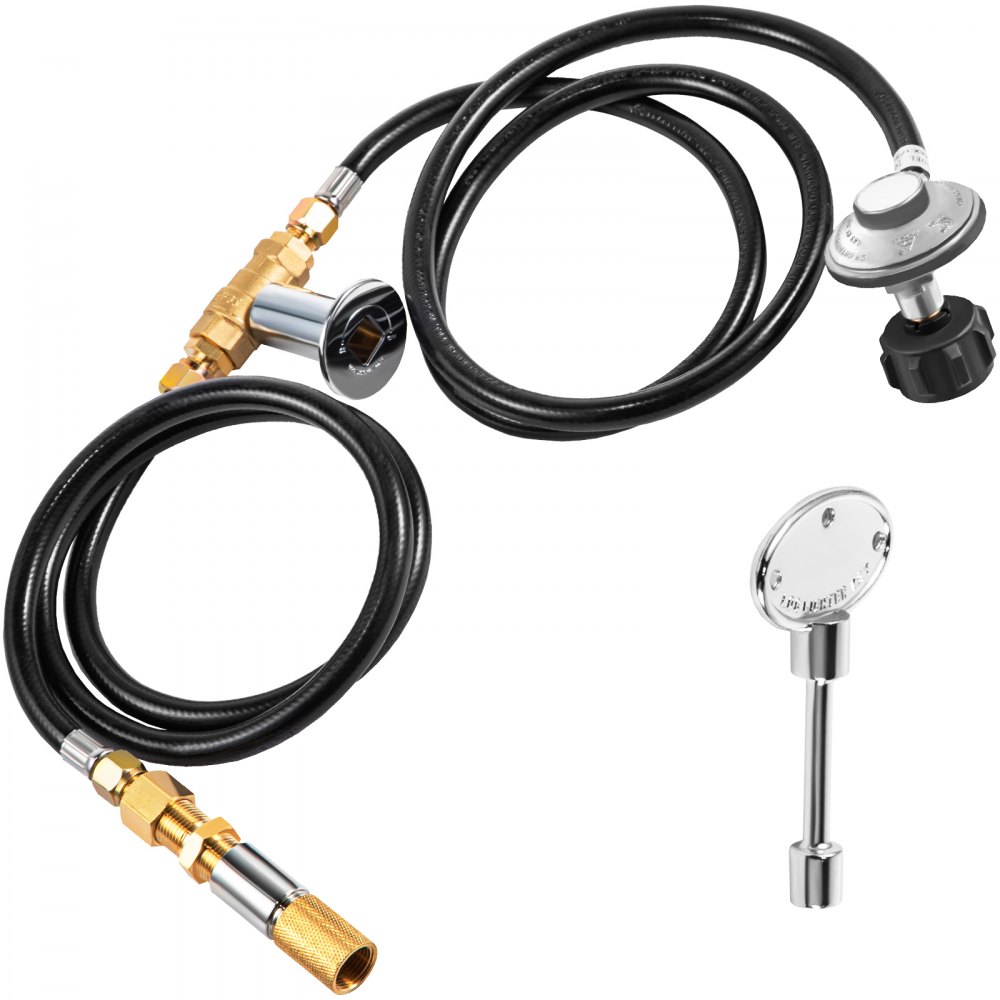VEVOR Fire Pit Installation Kit, 90K BTU Max Propane Fire Pit Hose Kit, Certified Propane Connection Kit, Gas Mixer Regulator with Adapter Included Air Mixer & Key Valve for Propane Connection