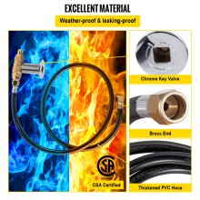 VEVOR Fire Pit Installation Kit, 90K BTU Max Propane Fire Pit Hose Kit, Certified Propane Connection Kit, Gas Mixer Regulator with 1/2" Chrome Key Valve for Propane Connection