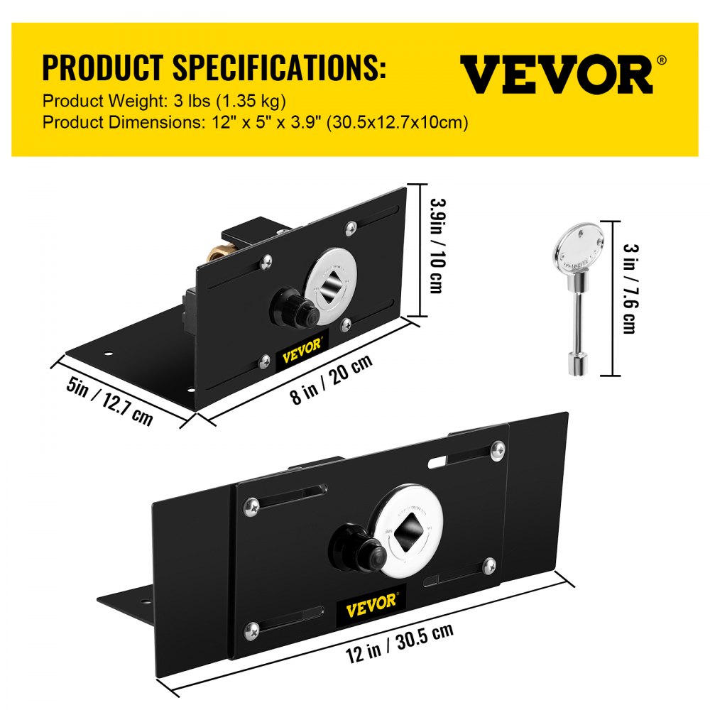 VEVOR Fire Pit Gas Burner Spark Ignition Kit, 300K BTU Fire Pit Ignition System, Stainless Steel Fire Pit Igniter, with 1/2'' Key Valve with Key and Leads & Ground Wire Black Retractable