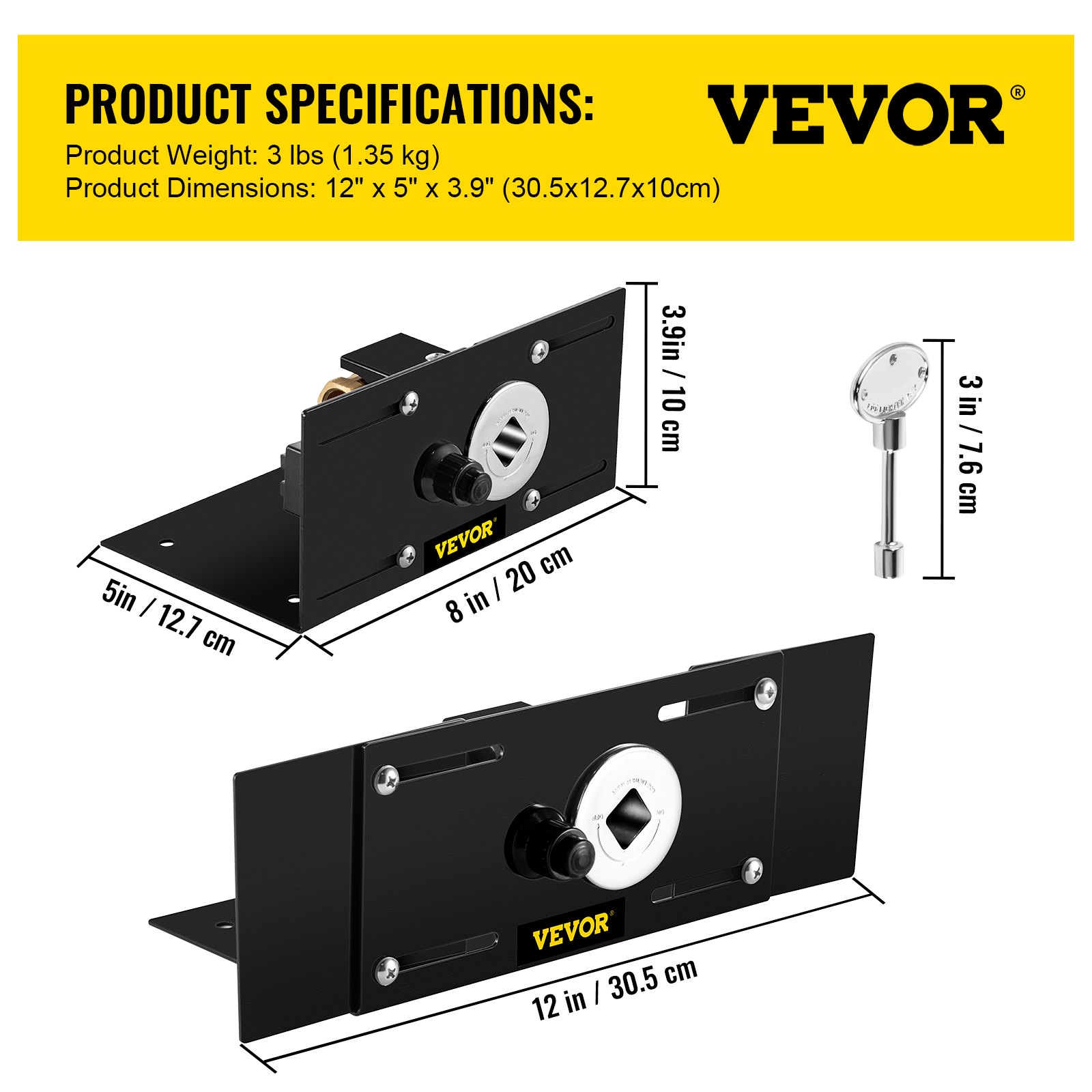 VEVOR Fire Pit Gas Burner Spark Ignition Kit, 300K BTU Fire Pit Ignition System, Stainless Steel Fire Pit Igniter, with 1/2'' Key Valve with Key and Leads & Ground Wire Black Retractable