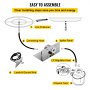 VEVOR Fire Pit Gas Burner Spark Ignition Kit, 300K BTU Fire Pit Ignition System, Stainless Steel Fire Pit Igniter, with 1/2'' Key Valve with Key and Leads & Ground Wire Black Retractable