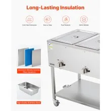 3-Pan Commercial Propane Steam Table Food Warmer with 3 Temp Control Knobs