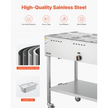 Commercial Propane Steam Table 9-Pan Outdoor Food Warmer Stainless Steel