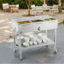 Commercial Propane Steam Table 9-Pan Outdoor Food Warmer Stainless Steel