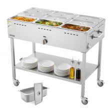 Commercial Propane Steam Table 9-Pan Outdoor Food Warmer Stainless Steel