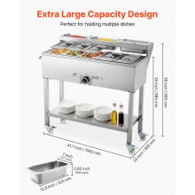 Commercial Propane Steam Table Food Warmer 5 Food Pans & 3 Condiment Pans