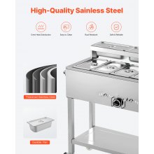 Commercial Propane Steam Table Food Warmer 5 Food Pans & 3 Condiment Pans