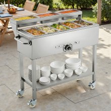 Commercial Propane Steam Table Food Warmer 5 Food Pans & 3 Condiment Pans