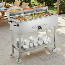 Commercial Propane Steam Table Food Warmer 5 Food Pans & 3 Condiment Pans