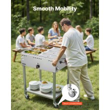 Commercial Propane Steam Table 6-Pan Outdoor Food Warmer Stainless Steel