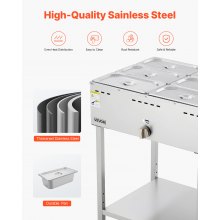 Commercial Propane Steam Table 6-Pan Outdoor Food Warmer Stainless Steel