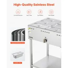 Commercial Propane Steam Table 6-Pan Outdoor Food Warmer Stainless Steel