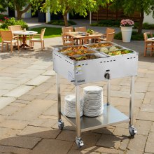 Commercial Propane Steam Table 6-Pan Outdoor Food Warmer Stainless Steel