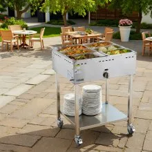 Commercial Propane Steam Table 6-Pan Outdoor Food Warmer Stainless Steel