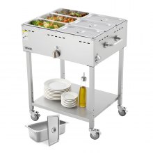 Commercial Propane Steam Table 6-Pan Outdoor Food Warmer Stainless Steel