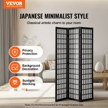 VEVOR Room Divider, 3 Panel Japanese Room Divider, Wood Folding Privacy Screen Indoor, Japanese Partition Dividers Portable Decoration Screens, for Room Separation Home Office Restaurant & Bedroom