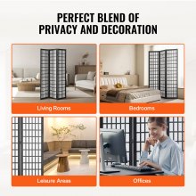 VEVOR Room Divider, 3 Panel Japanese Room Divider, Wood Folding Privacy Screen Indoor, Japanese Partition Dividers Portable Decoration Screens, for Room Separation Home Office Restaurant & Bedroom