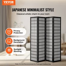 VEVOR Room Divider, 4 Panel Japanese Room Divider, Wood Folding Privacy Screen Indoor, Japanese Partition Dividers Portable Decoration Screens, for Room Separation Home Office Restaurant & Bedroom