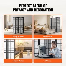 VEVOR Room Divider, 4 Panel Japanese Room Divider, Wood Folding Privacy Screen Indoor, Japanese Partition Dividers Portable Decoration Screens, for Room Separation Home Office Restaurant & Bedroom