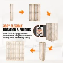 VEVOR Room Divider, 4 Panel Japanese Room Divider, Folding Privacy Screen Indoor, Portable Partition Dividers and Decoration Screens, for Room Separation, Home, Office, Restaurant & Bedroom (Natural)