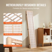 VEVOR Room Divider, 4 Panel Japanese Room Divider, Folding Privacy Screen Indoor, Portable Partition Dividers and Decoration Screens, for Room Separation, Home, Office, Restaurant & Bedroom (Natural)