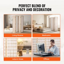 VEVOR Room Divider, 4 Panel Japanese Room Divider, Folding Privacy Screen Indoor, Portable Partition Dividers and Decoration Screens, for Room Separation, Home, Office, Restaurant & Bedroom (Natural)