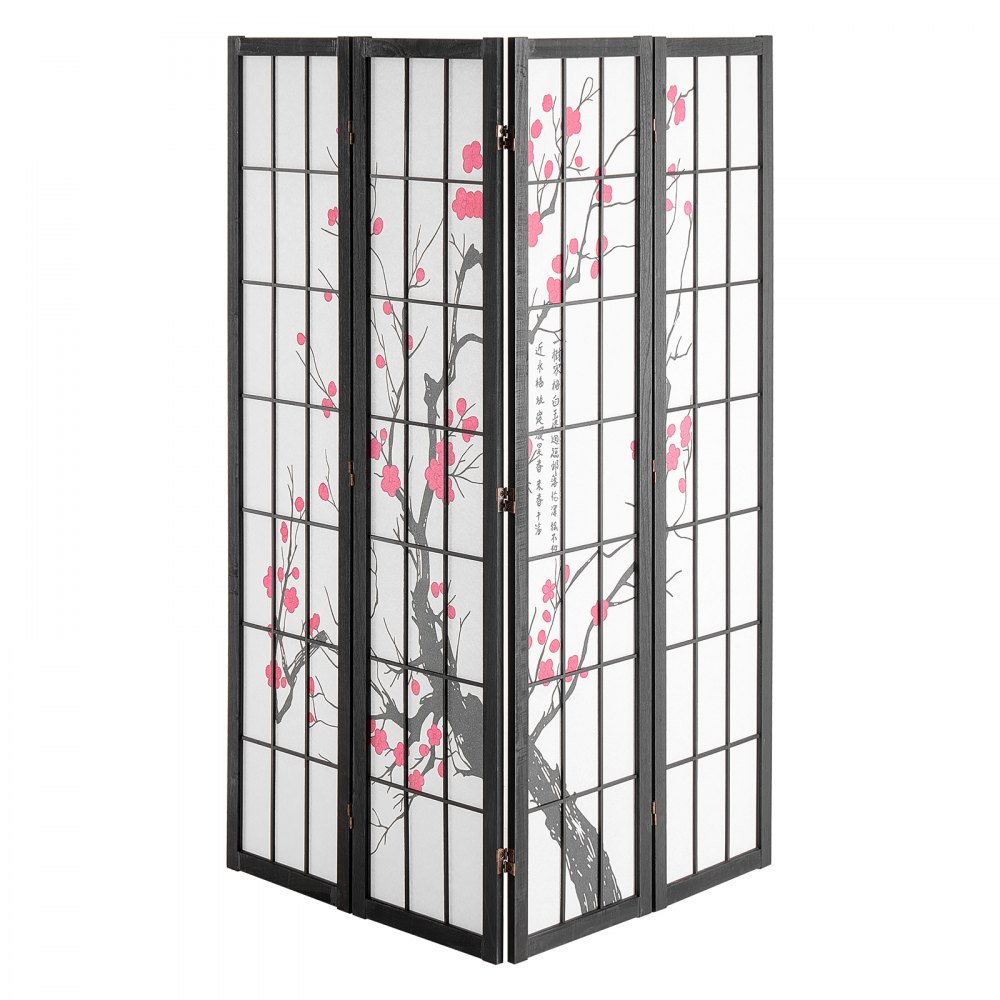 VEVOR Room Divider, 4 Panel Japanese Room Divider Screen, Wood Folding Privacy Screen Indoor, Japanese Partition Portable Decoration Dividers, for Room Separation Home Office Restaurant & Bedroom