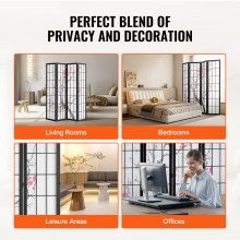 VEVOR Room Divider, 4 Panel Japanese Room Divider Screen, Wood Folding Privacy Screen Indoor, Japanese Partition Portable Decoration Dividers, for Room Separation Home Office Restaurant & Bedroom